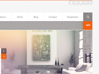 work in progress drop down hoem page interface menu navigation orange search search box template web site