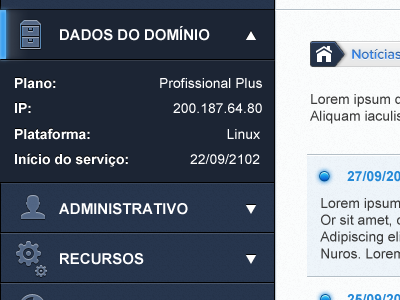 Dashboard Lateral Bar app blue control pannel dashboard domain icon interface lateral bar mobile ui