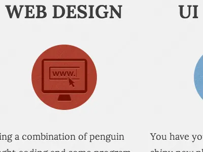 ps.design v6 Sneak Peek circle design grey icon penguins red text web