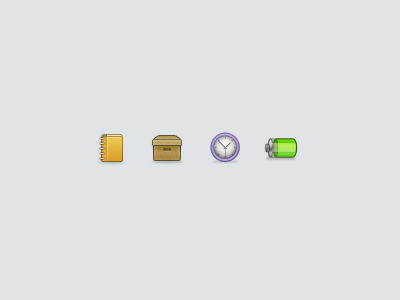 some icons 3d battere book box clock colored icon small ui
