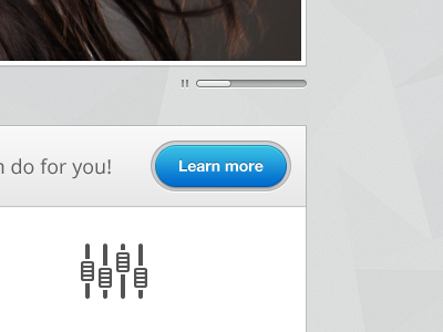 Learn More blue button progress slider teaser web website