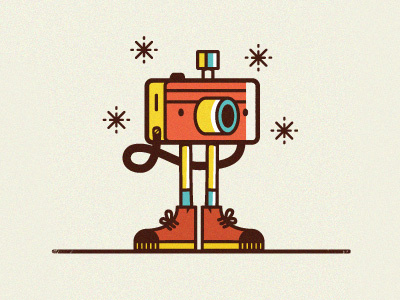 Illo 2 camera character illustration orange shoes yellow