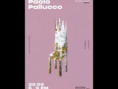 Poster for eclectico studio's exhibition at Galeria Tambien chair crown eclectico exhibition furniture ibiza paolo pallucco pink poster tambien