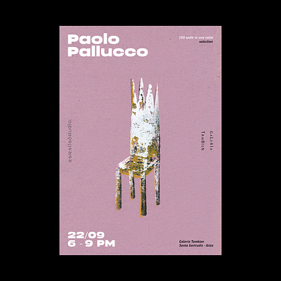 Poster for eclectico studio's exhibition at Galeria Tambien chair crown eclectico exhibition furniture ibiza paolo pallucco pink poster tambien