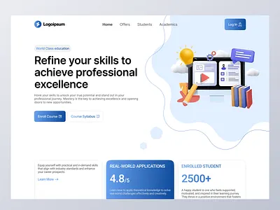 Engage, Learn, Achieve: Your Ultimate Course Landing Page clean e learning education internet marketing landingpage learning platform marketing mentoring minimal onlinecourse student ux webdesign webdesignui