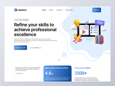 Engage, Learn, Achieve: Your Ideal Course Landing Page ai clean design e learning education internet marketing landingpage learning platform marketing mentoring minimal onlinecourse student website ui design