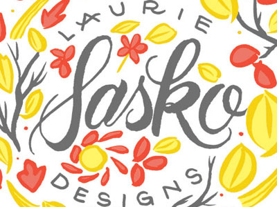 Sasko logo, redeux design florals illustration lettering logo