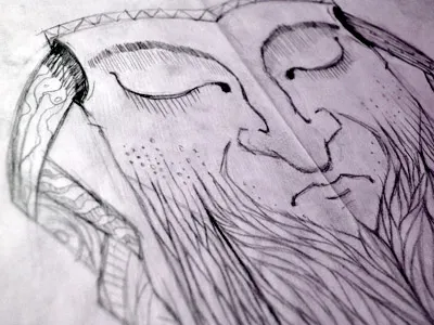 Bearded Meditation pencil beard gigposter jason taylor man menomena patterns pencil rough screenprint