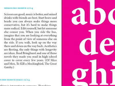 Minion Type Specimen minion pro specimen type typograhpy