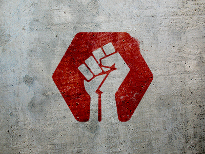 Fist spray painted raised fist