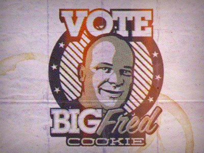 Vote Big Fred Cookie! aged cookie logo vector vintage