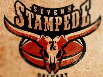 Stampede Sevens emblem logo masculine rugby sevens skull sport stampede