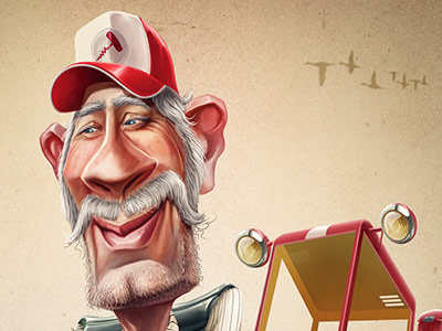 Redneck sommelier caricature character farm illustration redneck rural sommelier tractor wine