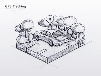 GPS Tracking Icon - Sketch car detailed gps graphic design graphics icon icon design icons illustration sketch trees