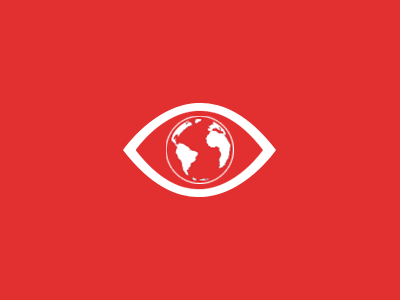 See the world in a new perspective eye globe orange red visualize white world