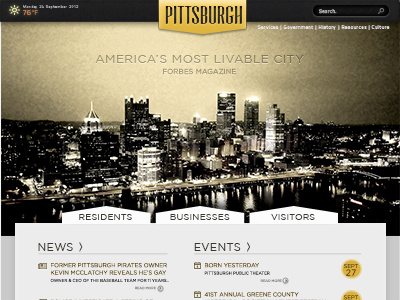 Pittsburgh Website city gui homepage livable pittsburgh website