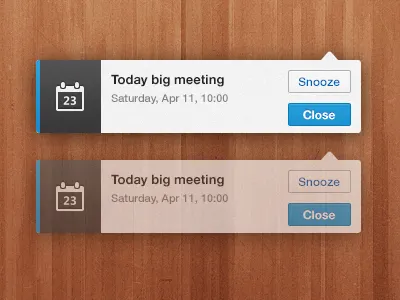 Notification blue button calendar date design grey hover noise notification ui ux website wood