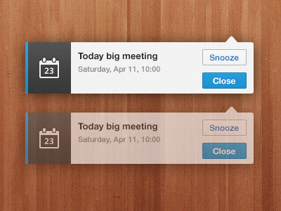 Notification blue button calendar date design grey hover noise notification ui ux website wood