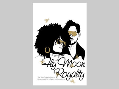 Fly Moon Royalty gig poster screen print