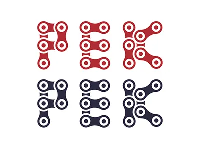 Custom typeface "PEK" for a bikes dealer bike blue bmx chain red