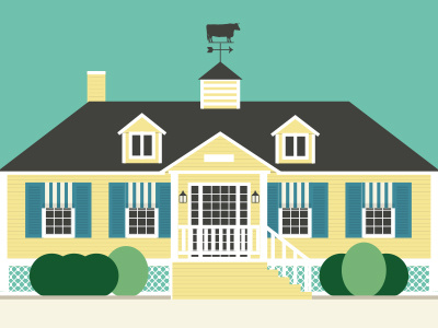 Cottage in the Hamptons animation creamy house illustration vector