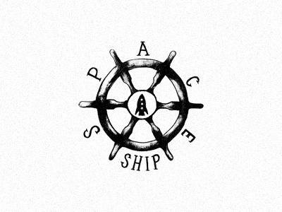 Space Ship black and white branding hand lettering handmade lettering logo simple sketch texture typography