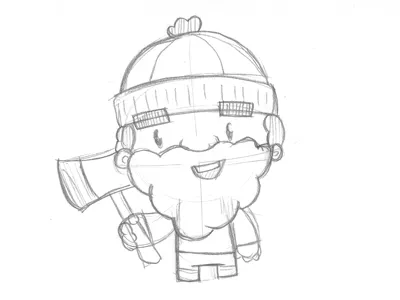 Diddy Woodsman Sketch axe beard character concept illustration sketch tree woodman