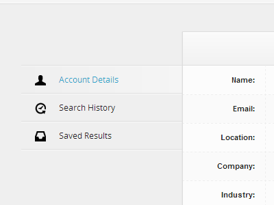 Account Page account backend sidebar ui