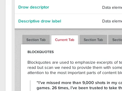 Drow blockquotes drawer table rows tables tabs