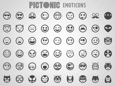 Pictonic - Font Icons: Emoticons dingbat emoticon flat font font icons fonts icon icon fonts icon set icons interface monochrome picto pictonic set smileys svg ui ux