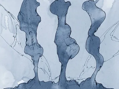 Night Shift III abstract art design doodle landscape retro scribbles sketch vector