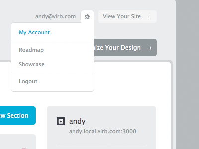 Some Virb Admin Changes admin dropdown menu virb