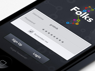 Folks app atom atoms buttons folk folks form forms friends icon interface iphone iphone ui iphone ux local login logo mobile mobileui network networking node sharp signup social socialnetwork ui user interface userinterface ux