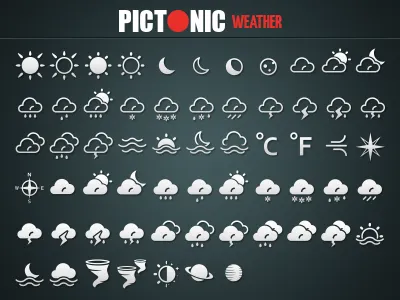 Pictonic - Font Icons: Weather dingbat font icon icon set interface picto pictonic set svg ui ux