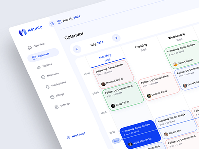 Doctor's Calendar UI Design app calendar clean design healthcare inspiration management minimal product telemedicine ui ux