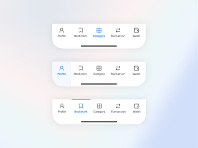 Mobile Bottom Navigation - UI Design app bar bottom bar bottom tab clean ui icons interface lightmode menu minimal ui minimalism mobile nav navbar navigation sleek tab bar ui user interface ux