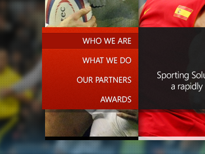 Menu menu option red sports ui ux