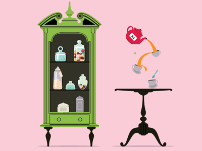 Alice's Cupboard Marshmallow cupboard magic pot table tea