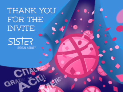 Dribbble invite blue dribbble invite pink sister digital agency thank vpg vpgdesign