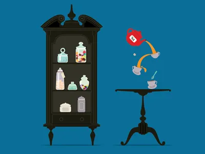 Alice's Cupboard cupboard magic pot table tea