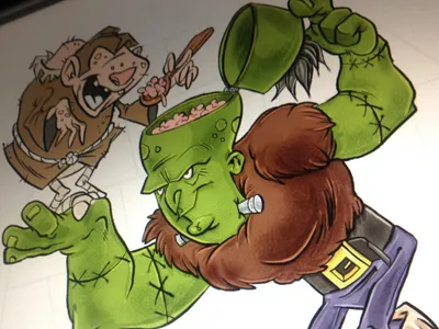 WIP: Frank n' Beans character design cintiq frankenstein halloween igor illustration monster wip