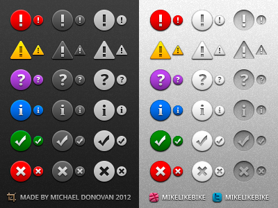 Mimeo Notificaton Icons (Light & Dark) iconography icons mimeo notifications photoshop ui vector