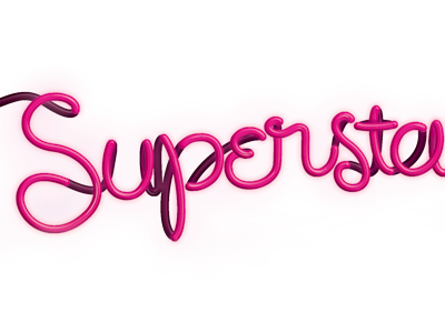 Superstars lighting neon script text typography