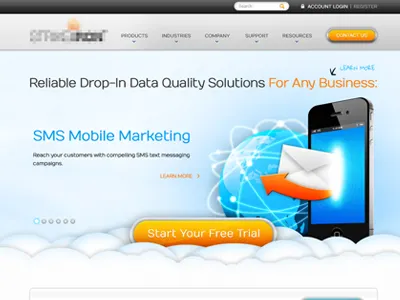 Cloud 9 blue buttons clean clouds header icon orange phone slider steel white