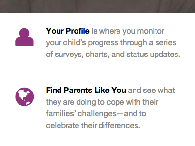 Font Awesome parenting parentslikeme patientslikeme purple wow week