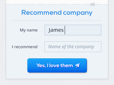 Form for new secret project big button blue button cut desaturated form icon light paper papercut saturated simple singlepage texture web webdesign