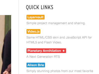 Quick links sideproject things for designers