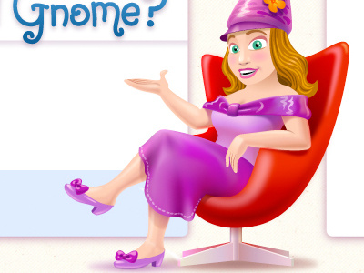 Cardelia in Red Chair chair character design coloring girl gnome gradient mesh illustration modern purple vector