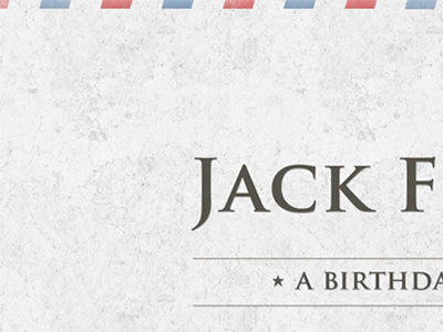 Jack's Birthday birthday blue brown gray invitation mailer red typography