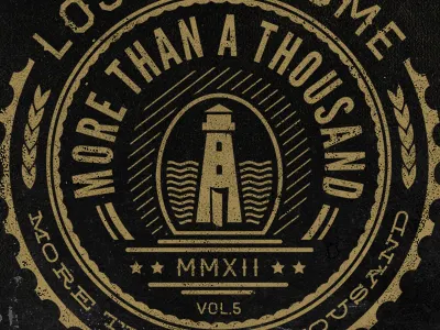 Lost At Home Vol.5 badge crest gold lighthouse old sea seal stars typography vintage